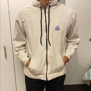Adidas off white hoodie front open. Good condition.